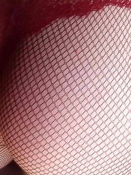 Hairy Sissy In Fishnet And Red Panty