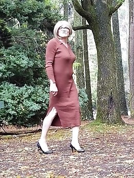 Crossdress Roadtrip Sitting at Roadside Stop